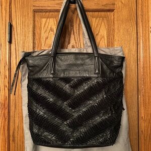 Chic Black Leather Tote Bag